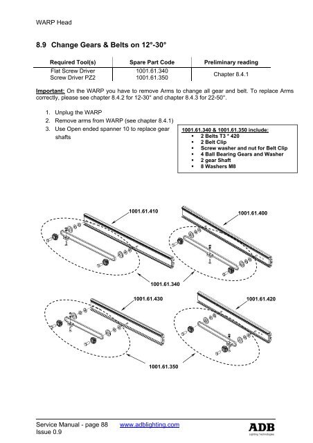 warp/m service manual - ADB Lighting Technologies