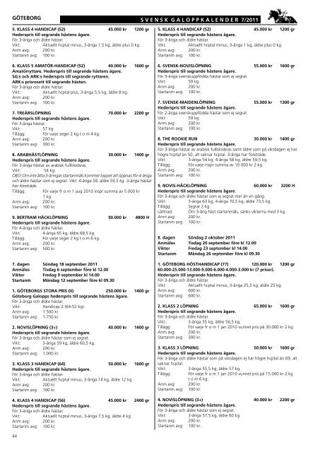 Skandinavisk Galopp/Kalendern nr 7/2011 - Ãvrevoll Galoppbane