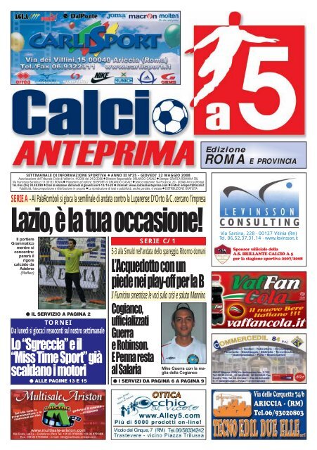 calcio a 5 anteprima 3/08