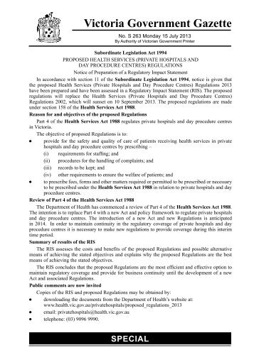 Special Gazette Number S263 Dated 15 July 2013 - Victoria ...