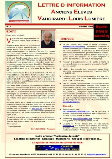 La lettre d'information 2001 - Anciens ElÃ¨ves Vaugirard - Louis ...