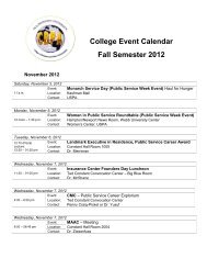 College Event Calendar Fall Semester 2012