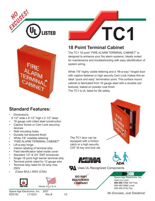 Tc1 18 Point Terminal Cabinet Space Age Electronics Inc