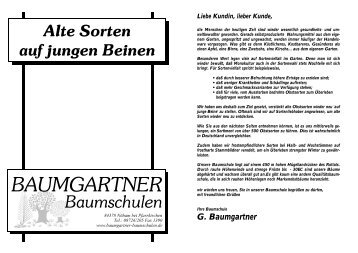 Liebhabersorten - Baumgartner Baumschulen