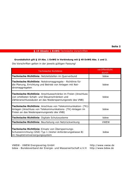 Technische Richtlinie veröffentlicht durch ... - EVV Netz