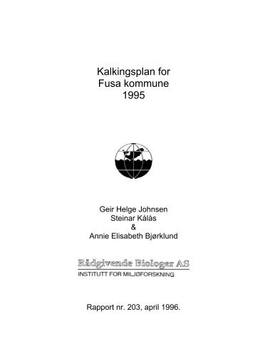 Kalkingsplan for Fusa kommune 1995 - RÃ¥dgivende Biologer AS