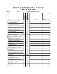 Inspection d'entretien mensuelle du terrain de jeu ... - Recreation PEI