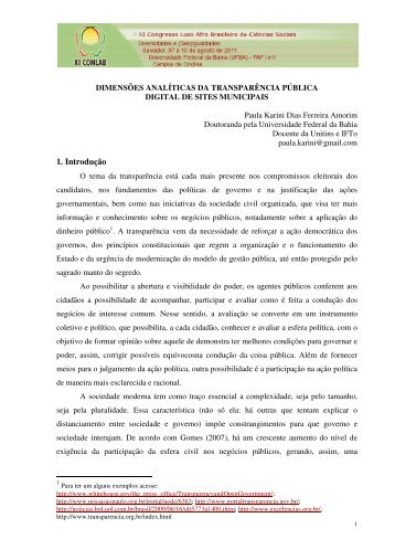 1. IntroduÃƒÂ§ÃƒÂ£o - XI Congresso Luso Afro Brasileiro de CiÃƒÂªncias Sociais