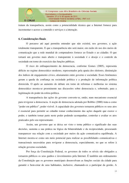 1. IntroduÃƒÂ§ÃƒÂ£o - XI Congresso Luso Afro Brasileiro de CiÃƒÂªncias Sociais