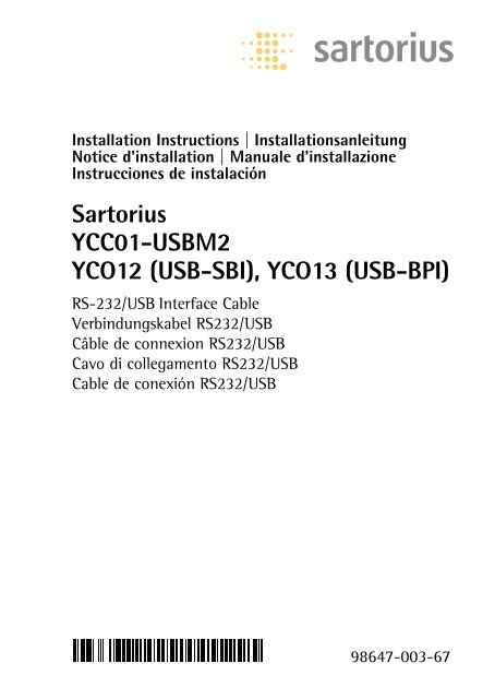 Sartorius YCC01-USBM2 YCO12 (USB-SBI), YCO13 ... - Windaus