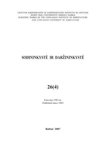 sodininkystÄ ir darÅ¾ininkystÄ 26(4)