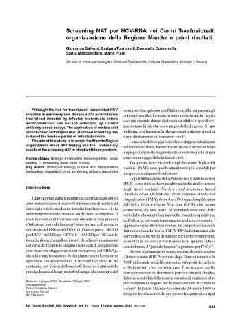 Screening NAT per HCV-RNA nei Centri ... - Blood Transfusion