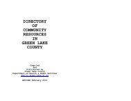 Directory of Community Resources In Green Lake County
