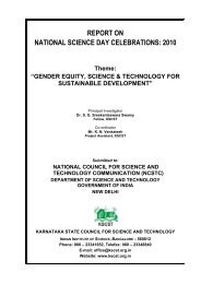 report on national science day celebrations: 2010 - KSCST