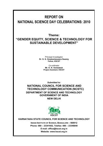 report on national science day celebrations: 2010 - KSCST