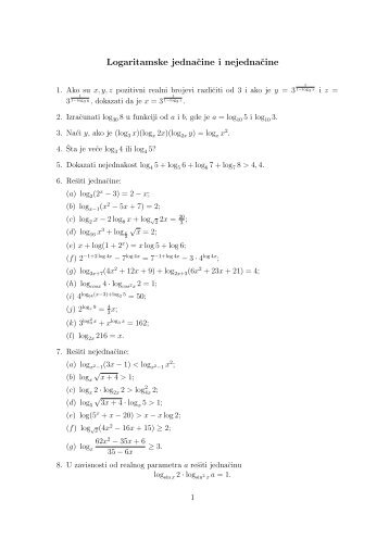 Logaritamske jednacine i nejednacine