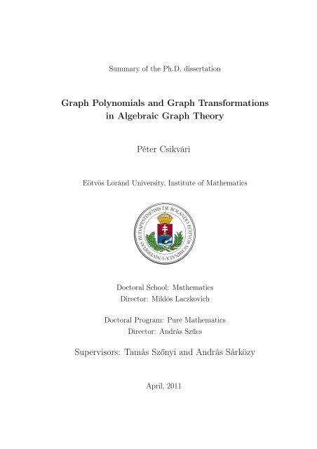 Graph Polynomials and Graph Transformations in ... - ELTE TTK TEO