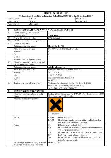 BEZPEČNOSTNÍ LIST - Alfa Laval