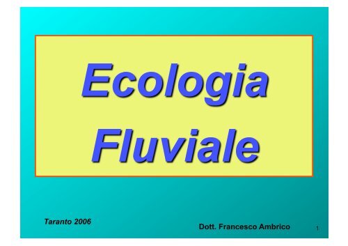 Ecol.acqueInterne - Dipartimento di Biologia