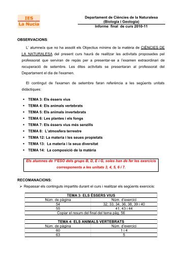 RecuperaciÃ³ ciÃ¨ncies -1ESO - IES La Nucia