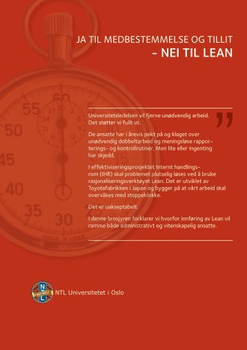 - NEI TIL LEAN - Universitetet i Oslo