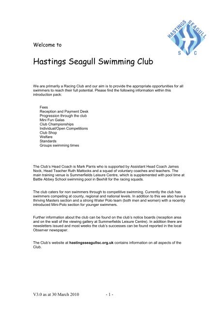 Welcome pack - v3.pdf - Hastings Seagull Swimming Club