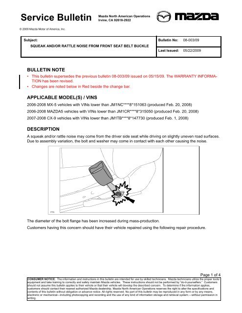 Squeak and/or Rattle Noise from Front Seat Belt Buckle - Miata.net