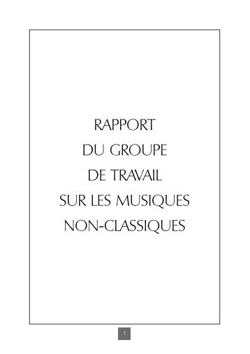 rapport du groupe de travail sur les musiques non-classiques