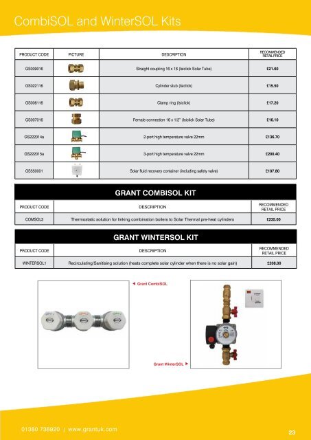 Grant UK Product Retail Price List - 1st April 2013 - issue one