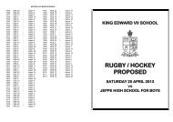 RUGBY / HOCKEY PROPOSED - King Edward VII School