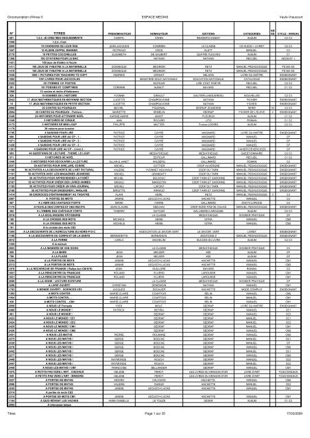 Liste par titres - Www5.ac-lille.fr