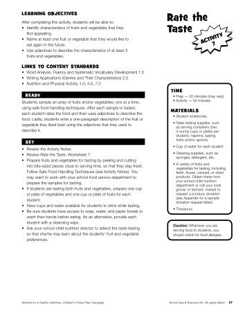 Rate the Taste Activity.pdf - California School Garden Network