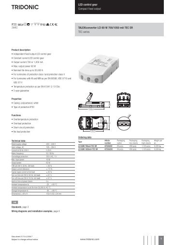 TALEXXconverter LCI 60 W 700/1050 mA TEC SR - Tridonic
