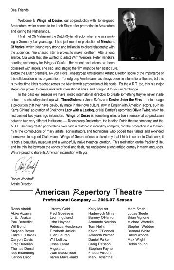 Wings of Desire Program - American Repertory Theater