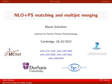 NLO+PS matching and multijet merging - Institute for Particle ...