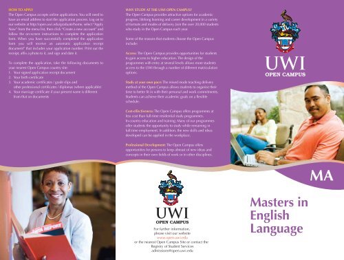 Masters In English Language - Open Campus - Uwi.edu