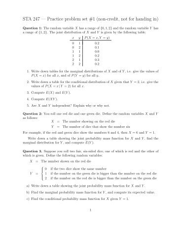 STA 247 â Practice problem set #1 (non-credit, not for handing in)