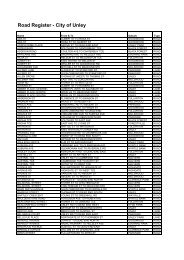 Road Register - The City of Unley