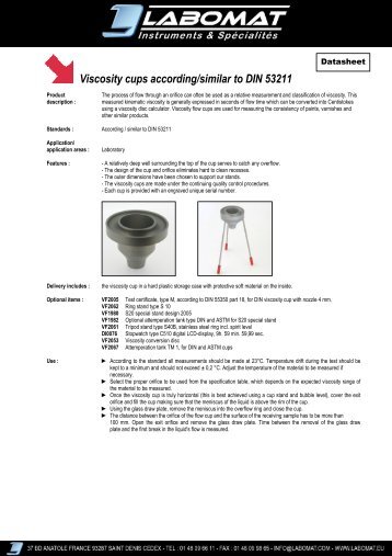 Viscosity cups according/similar to DIN 53211 - Labomat