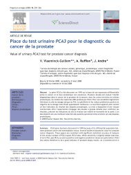 Place du test urinaire PCA3 pour le diagnostic du cancer ... - Urofrance