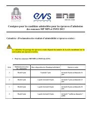 Consignes Ã  l'attention des candidats admissibles - Ecole Normale ...