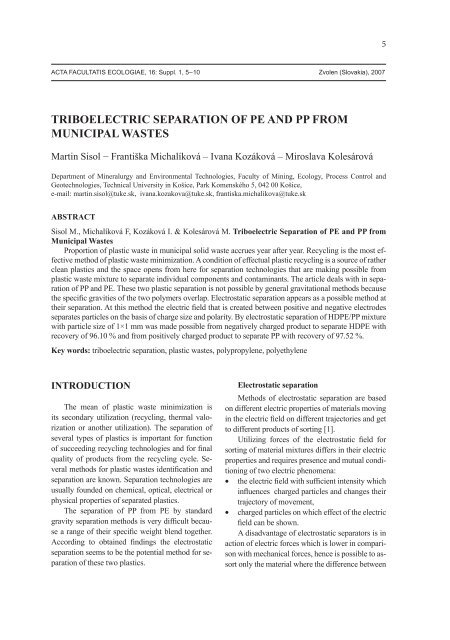 Acta Facultatis Ecologiae - TechnickÃ¡ univerzita vo Zvolene