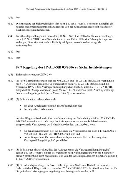 89. § 14 VOB/A - Sicherheitsleistung - Oeffentliche Auftraege