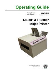 HJ600P, HJ800P: Operating Guide - Hasler Inc.