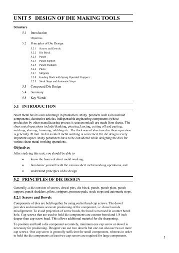 unit 5 design of die making tools