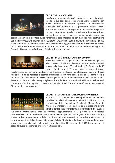 Descrizione gruppi musicali.pdf - Comune di Concordia Sulla Secchia