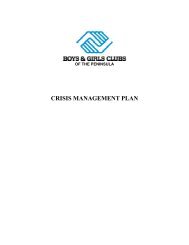 CRISIS MANAGEMENT PLAN - Boys & Girls Clubs of the Peninsula