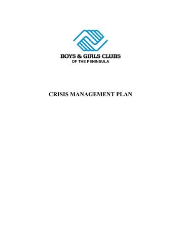 CRISIS MANAGEMENT PLAN - Boys & Girls Clubs of the Peninsula