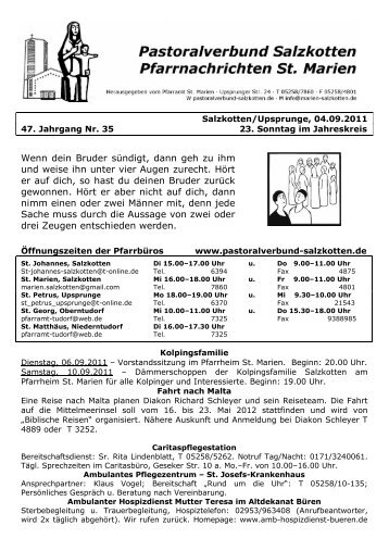 Pfarrbrief Nr. 35 v. 04.09.2011 - Pastoralverbund Salzkotten