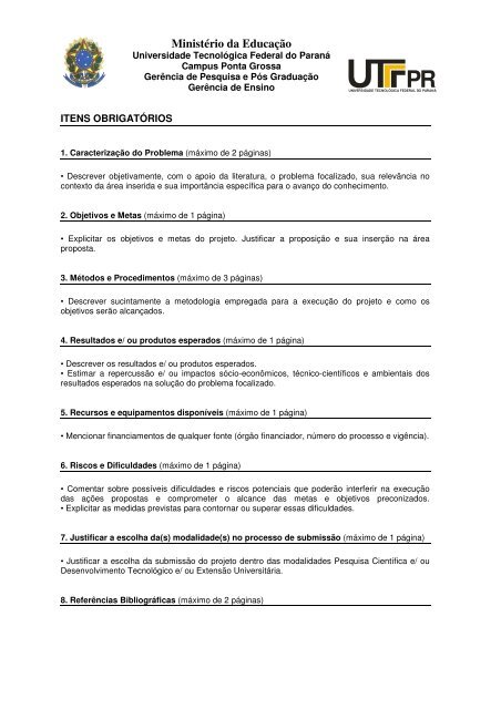 MinistÃ©rio da EducaÃ§Ã£o EDITAL GEPPG 03/2009 ... - UTFPR